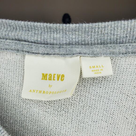 Anthropologie Gray Floral Sweatshirt Small - Picture 7 of 8